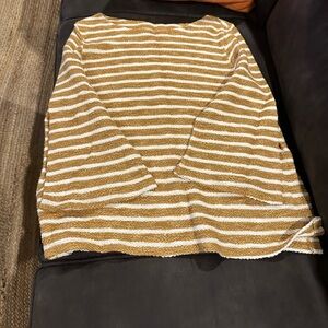 Old Navy Tan and White Striped Sweater